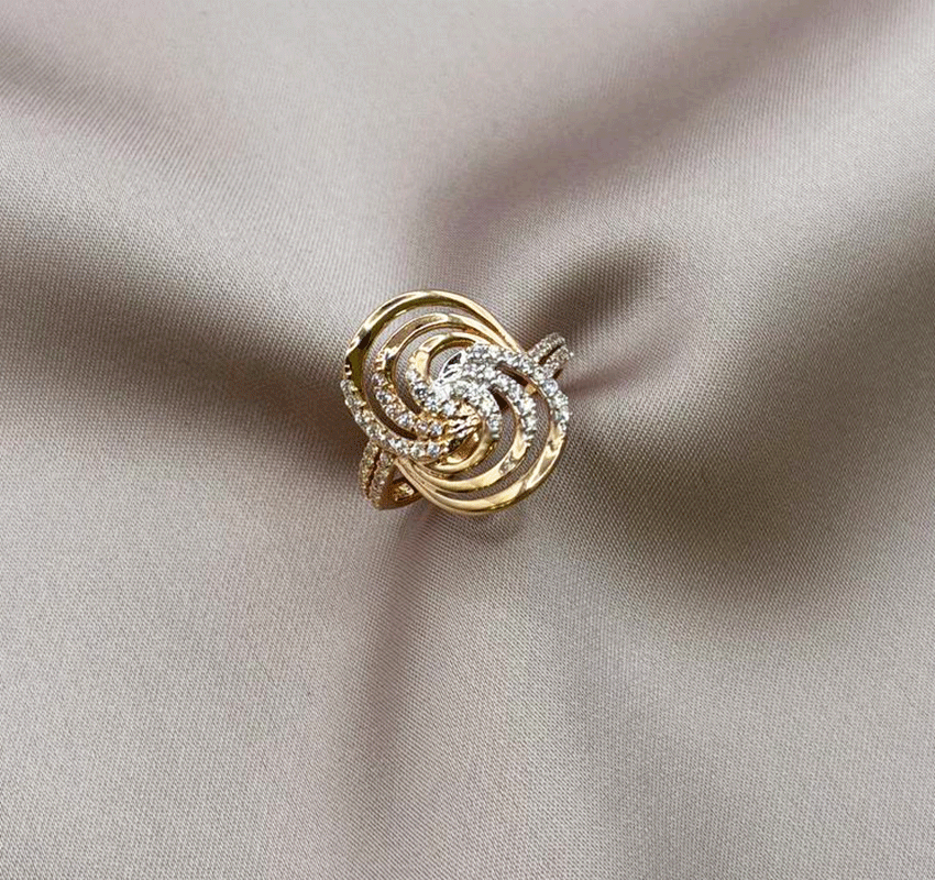Inel din aur roz cu zircon