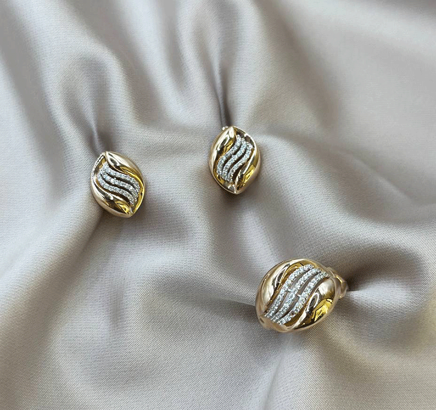 Set din aur roz cu zircon