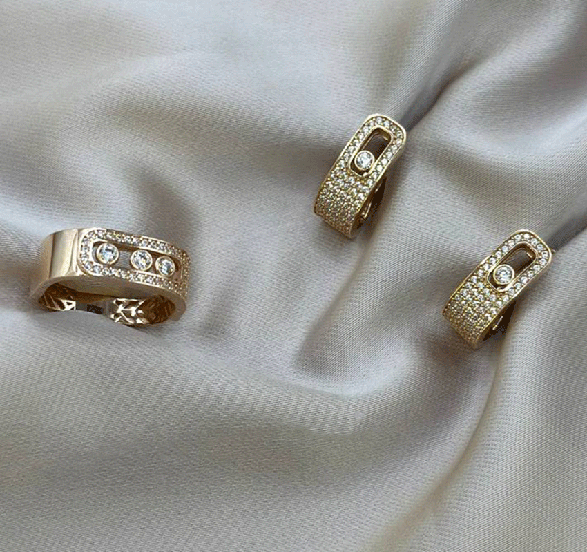 Rose gold set with zircon