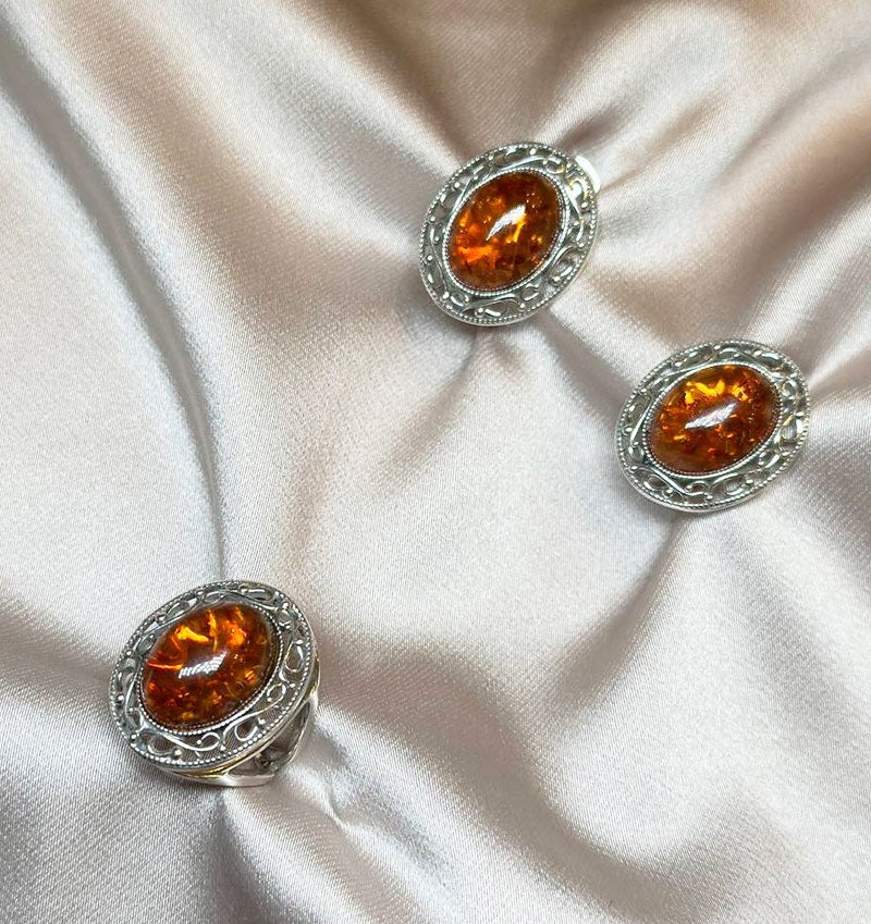 Сет из серебра с Янтарём