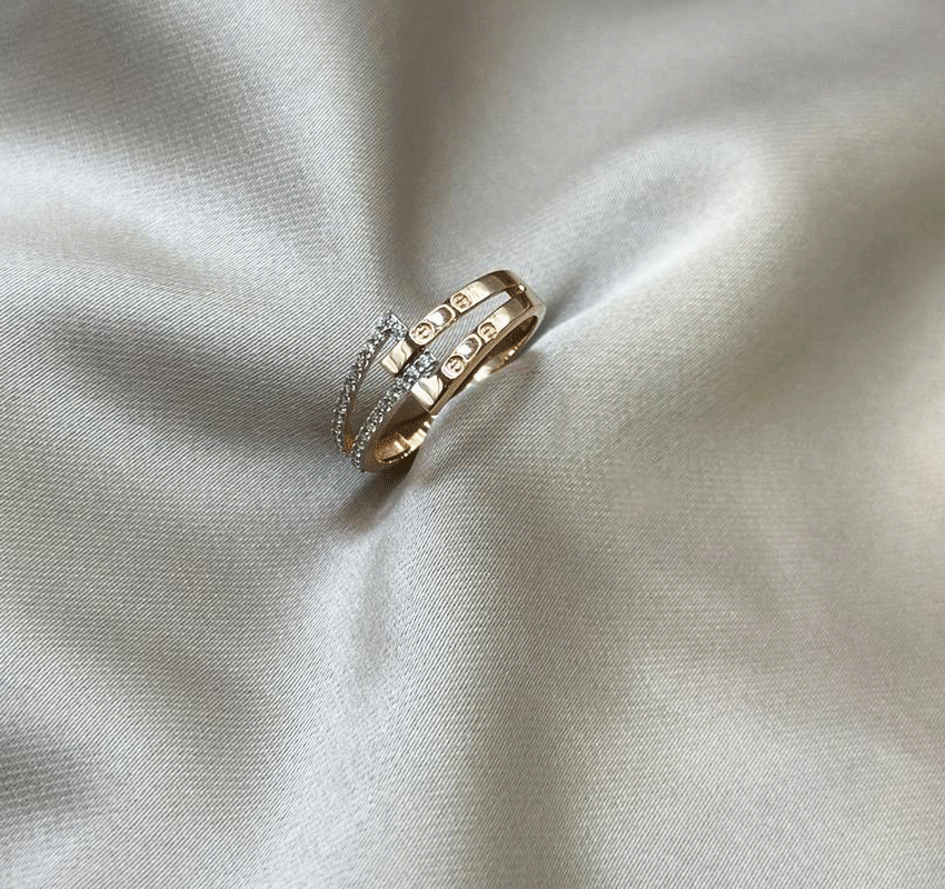 Inel din aur roz cu zirconiu