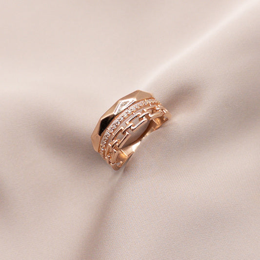 Rose gold set with cubic zirconia