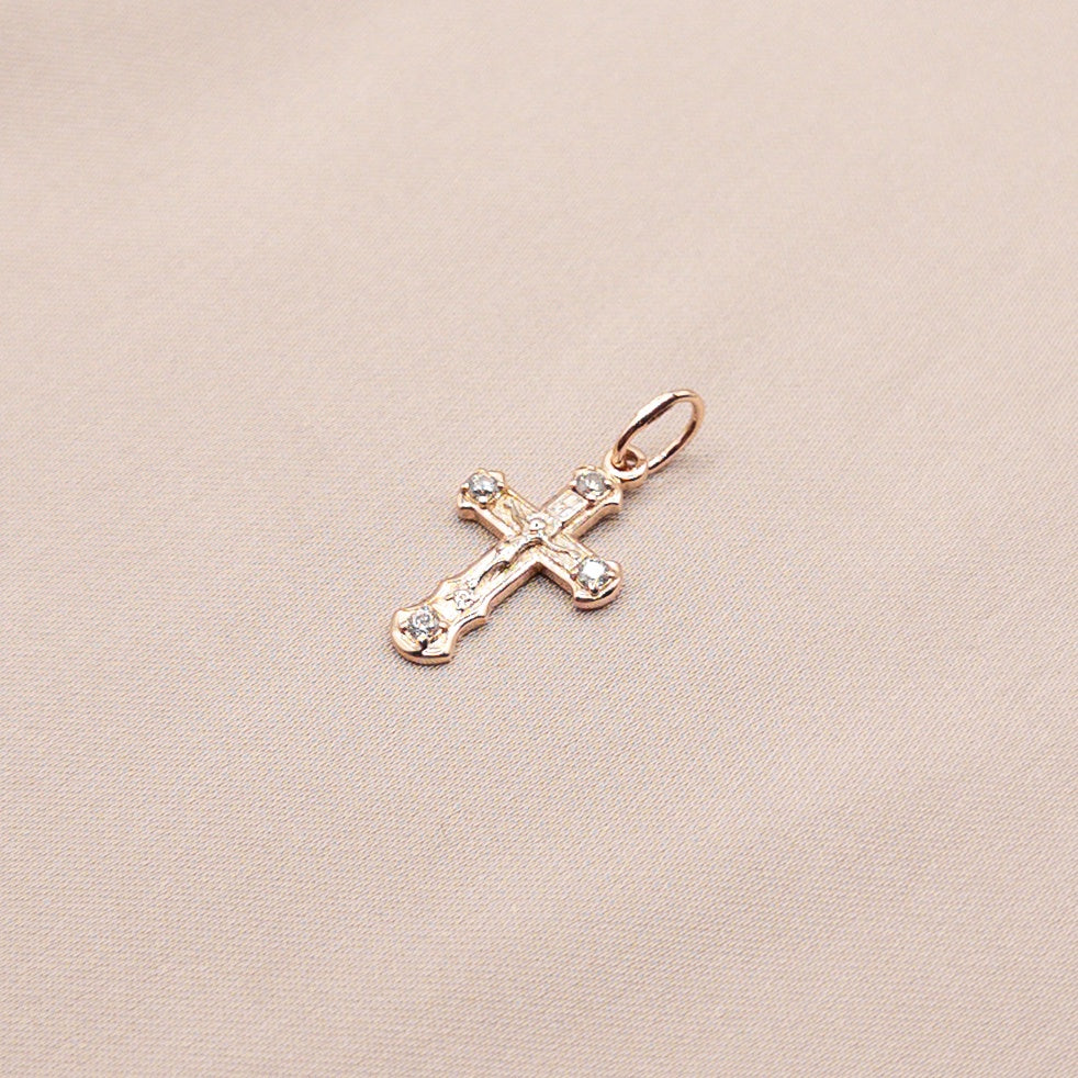Cruce din aur roz cu zircon