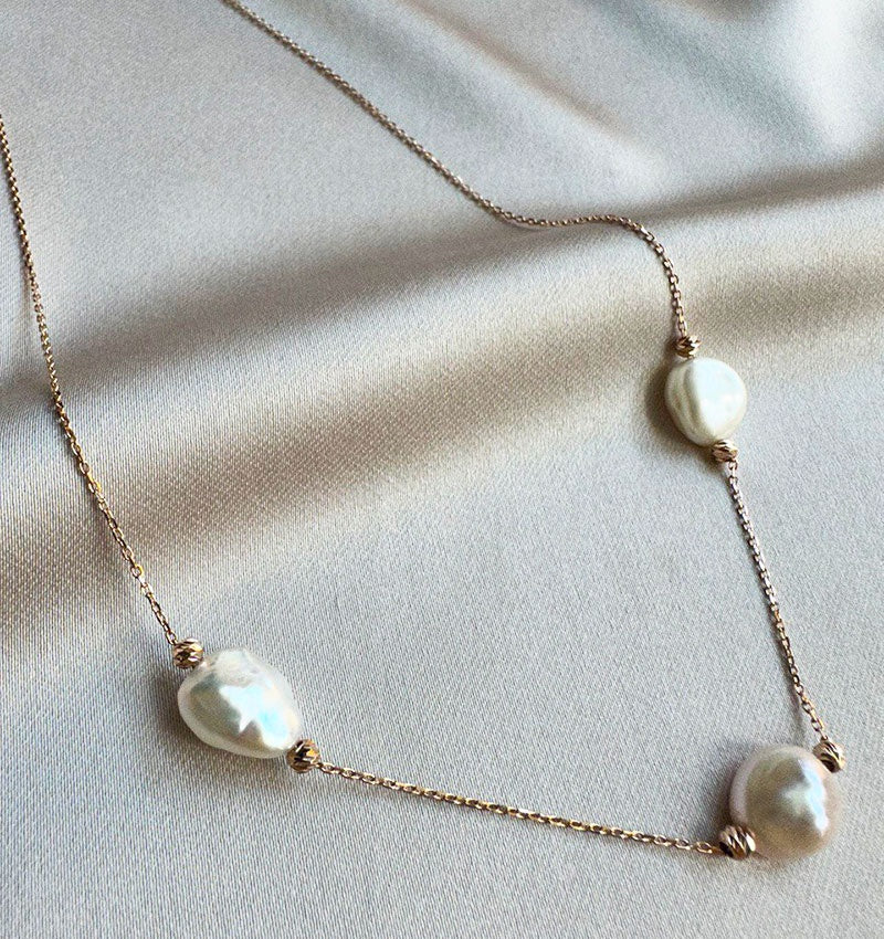 Colier din aur roz cu perle