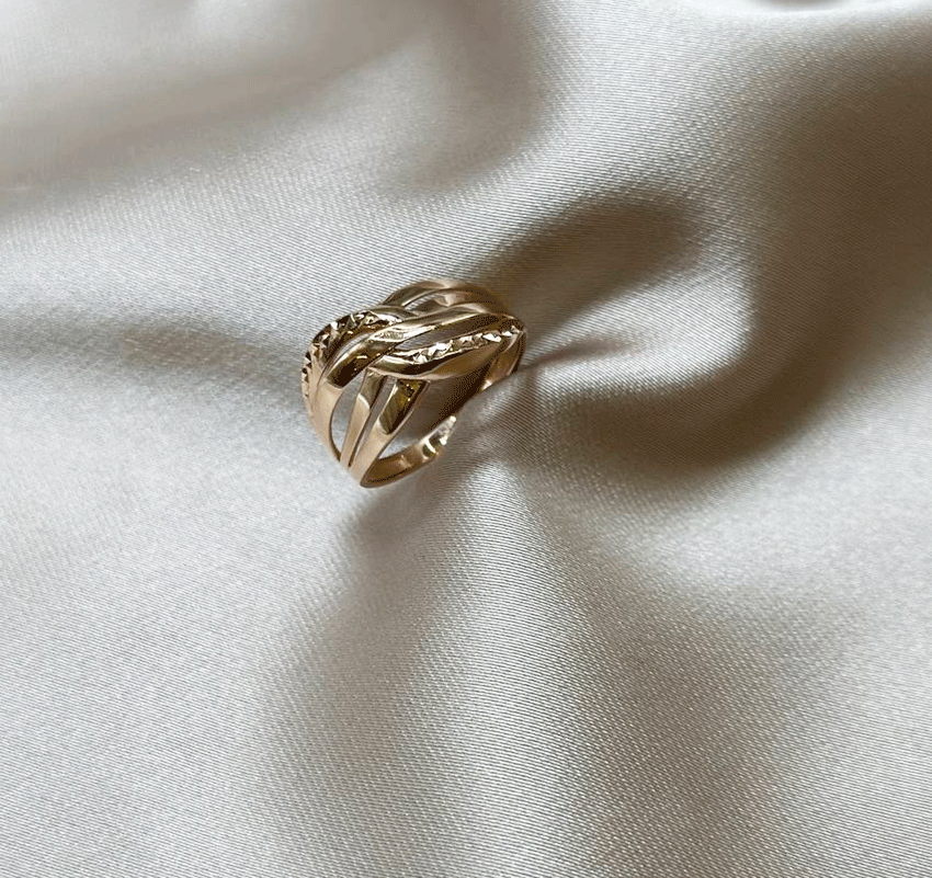 Inel din aur roz cu zircon