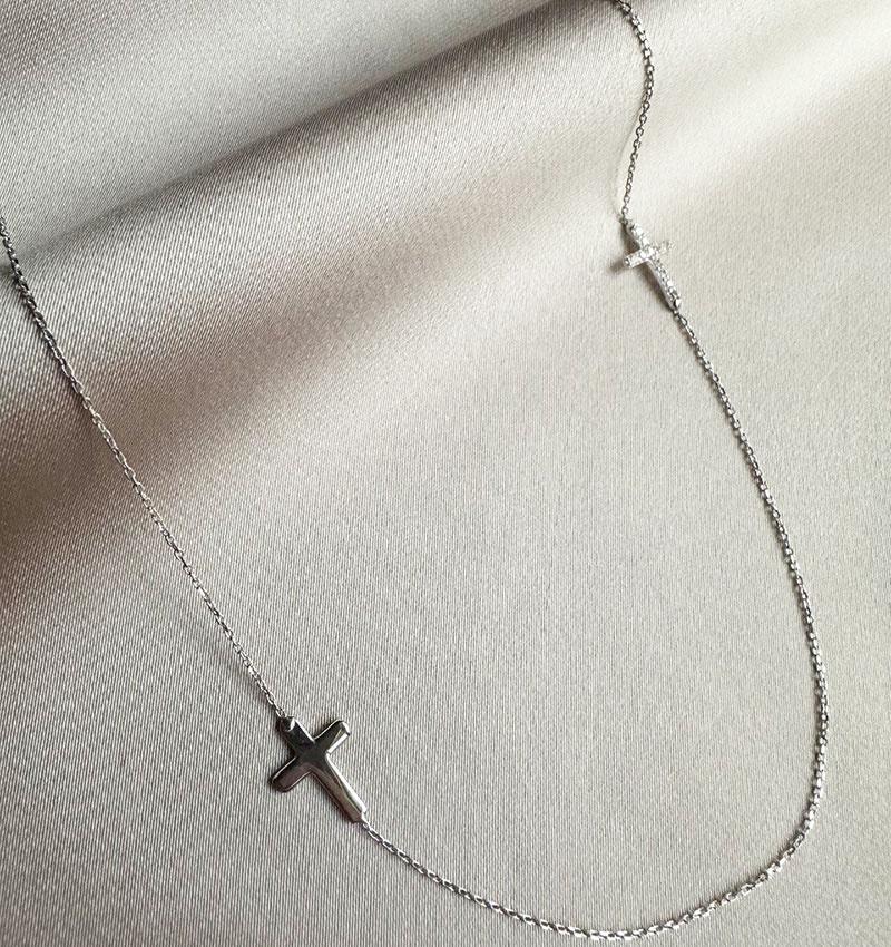 Colier din aur alb cu zirconiu