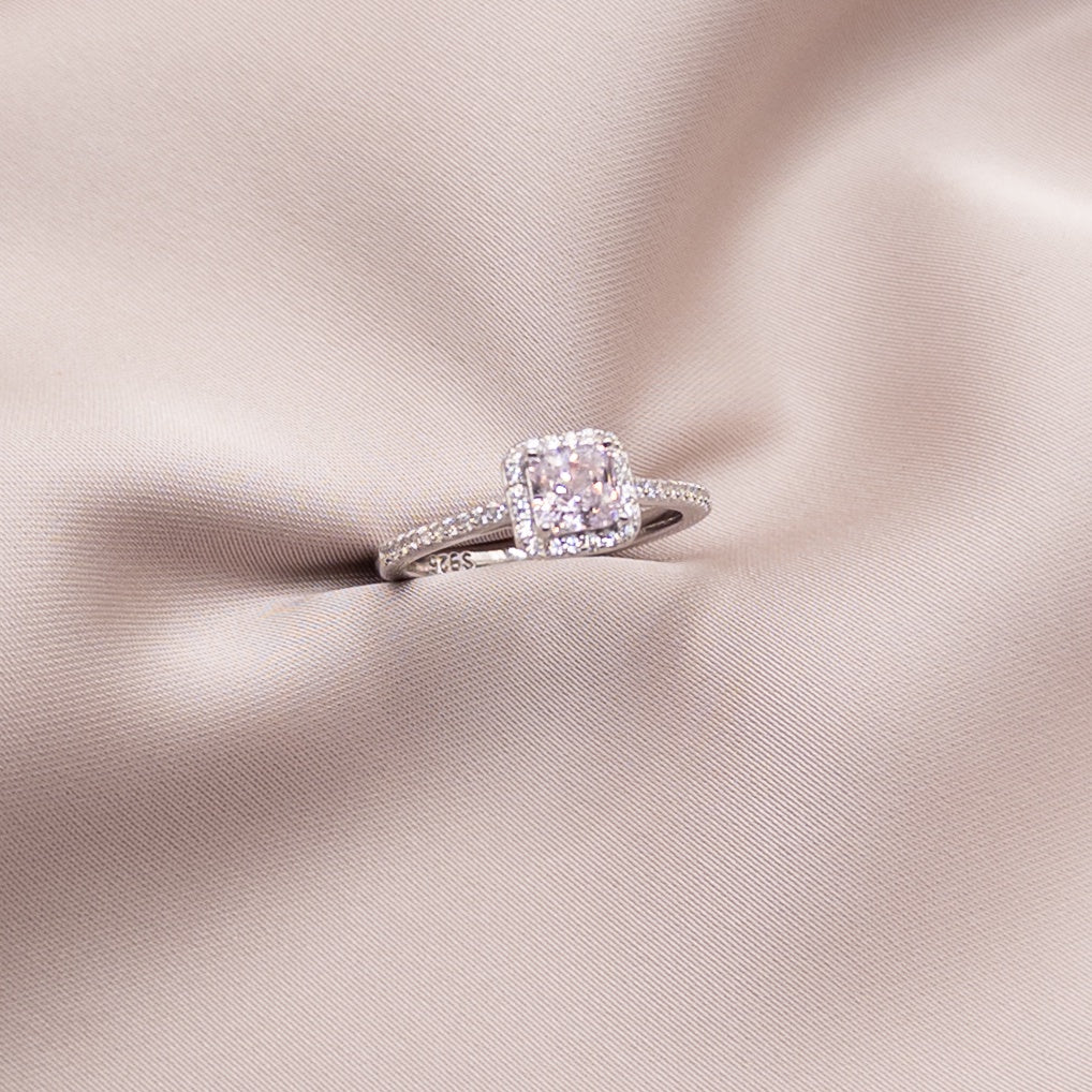 Silver set with zircon