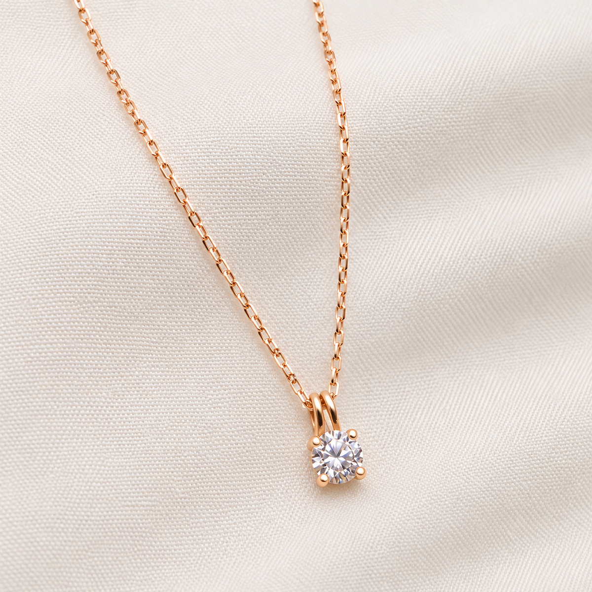 Rose gold necklace with cubic zirconia