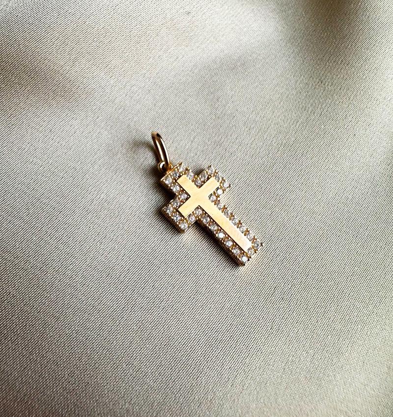 Rose gold cross with zircon