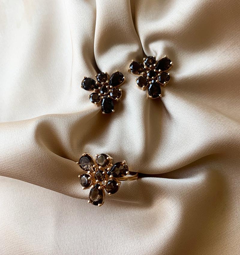 Rose gold set with smoky topaz