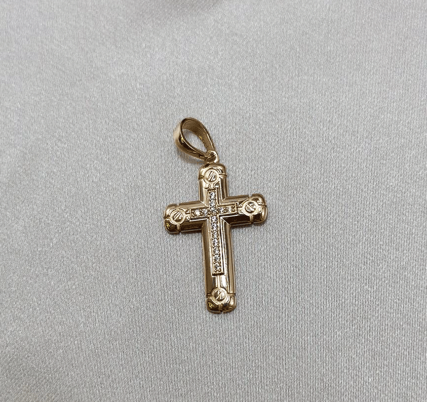 Cruciuliță din aur roz cu zirconiu