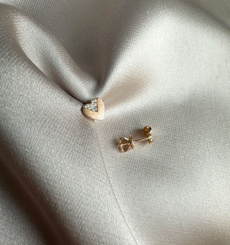 Серьги из розового золота с цирконом