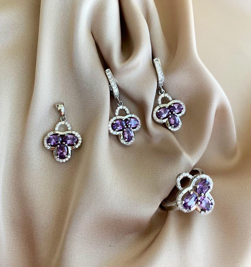 Set de argint cu zirconiu și ametist