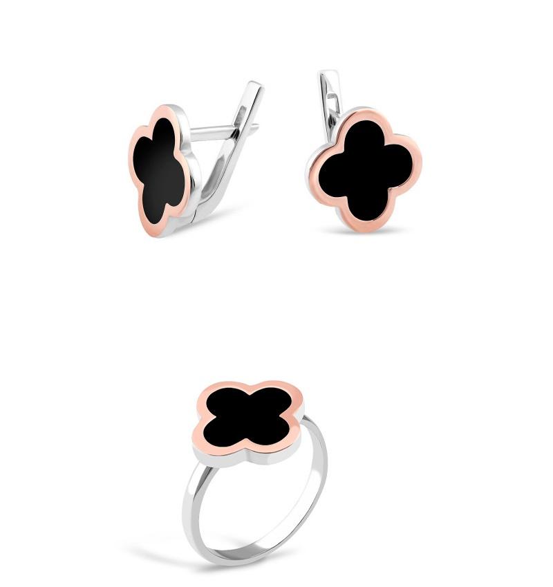 Set de argint cu inserții aurii și email