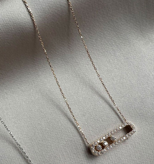 Red gold set with cubic zirconia