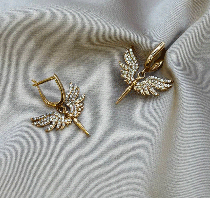 Cercei din aur roz cu zircon
