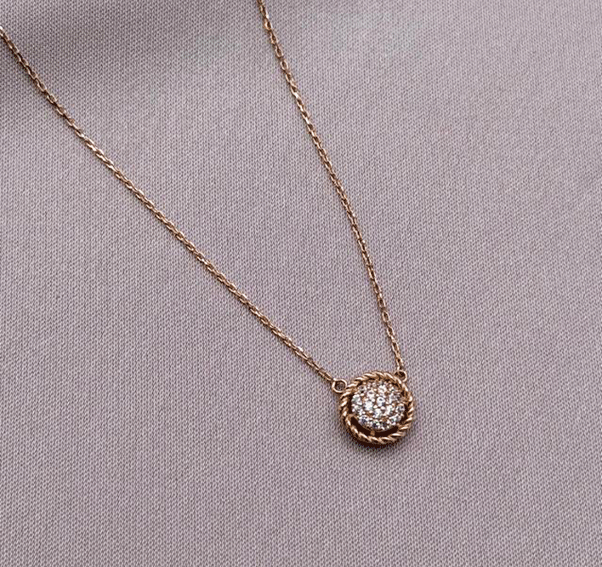 Colier din aur roz cu zircon