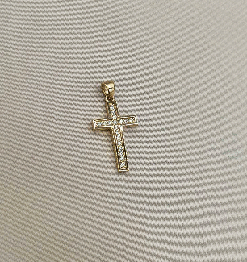 Cruciuliță din aur roz cu zircon