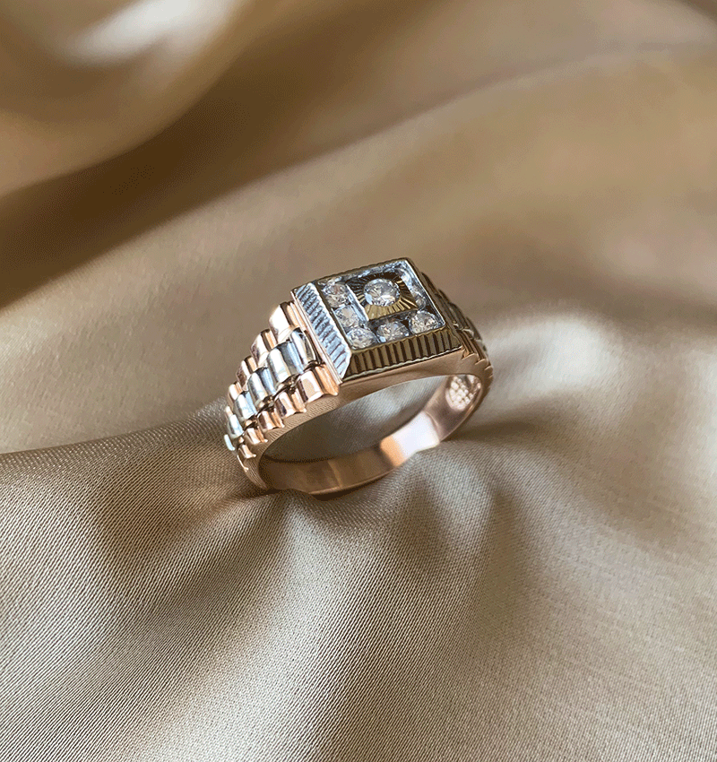 Inel din aur roz cu zircon
