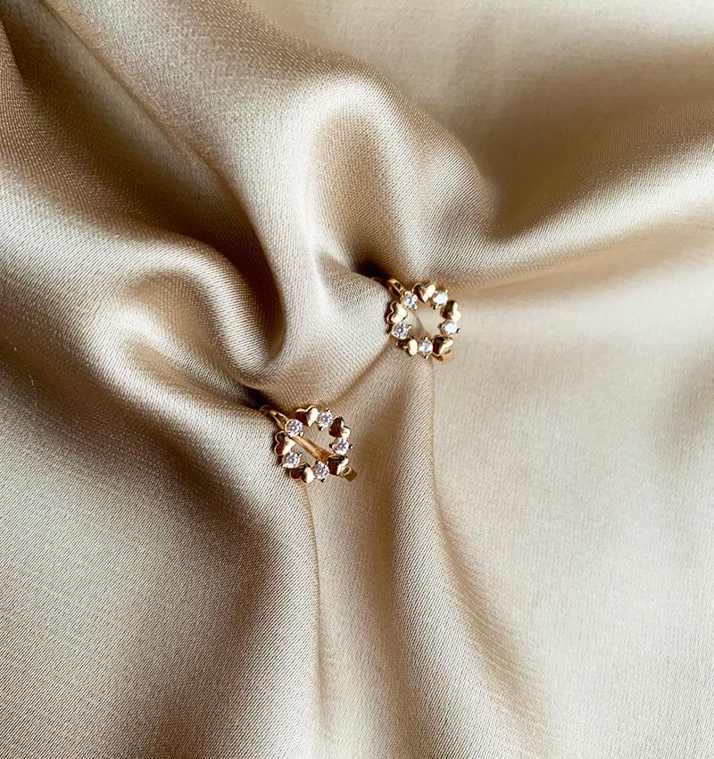 Rose gold earrings with zircon