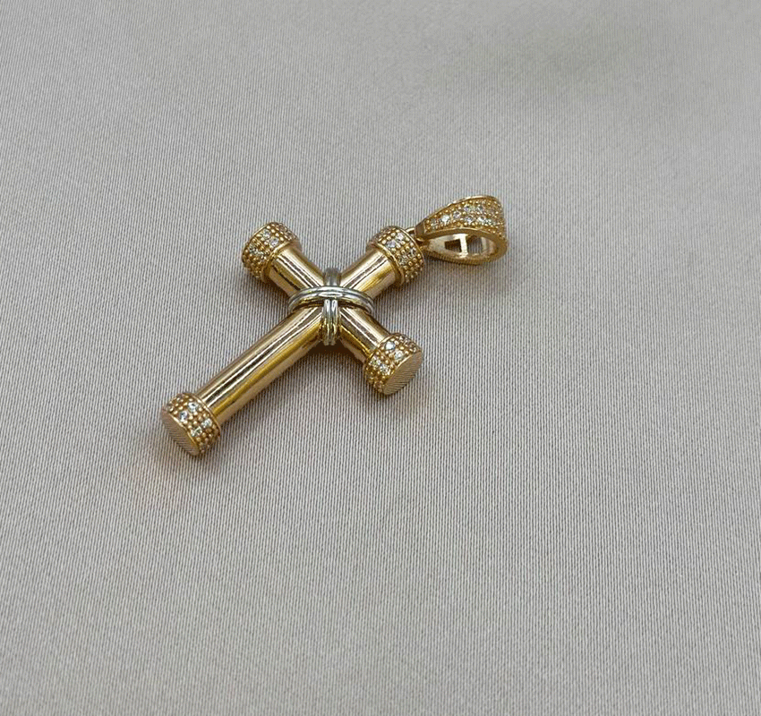 Rose gold cross with cubic zirconia