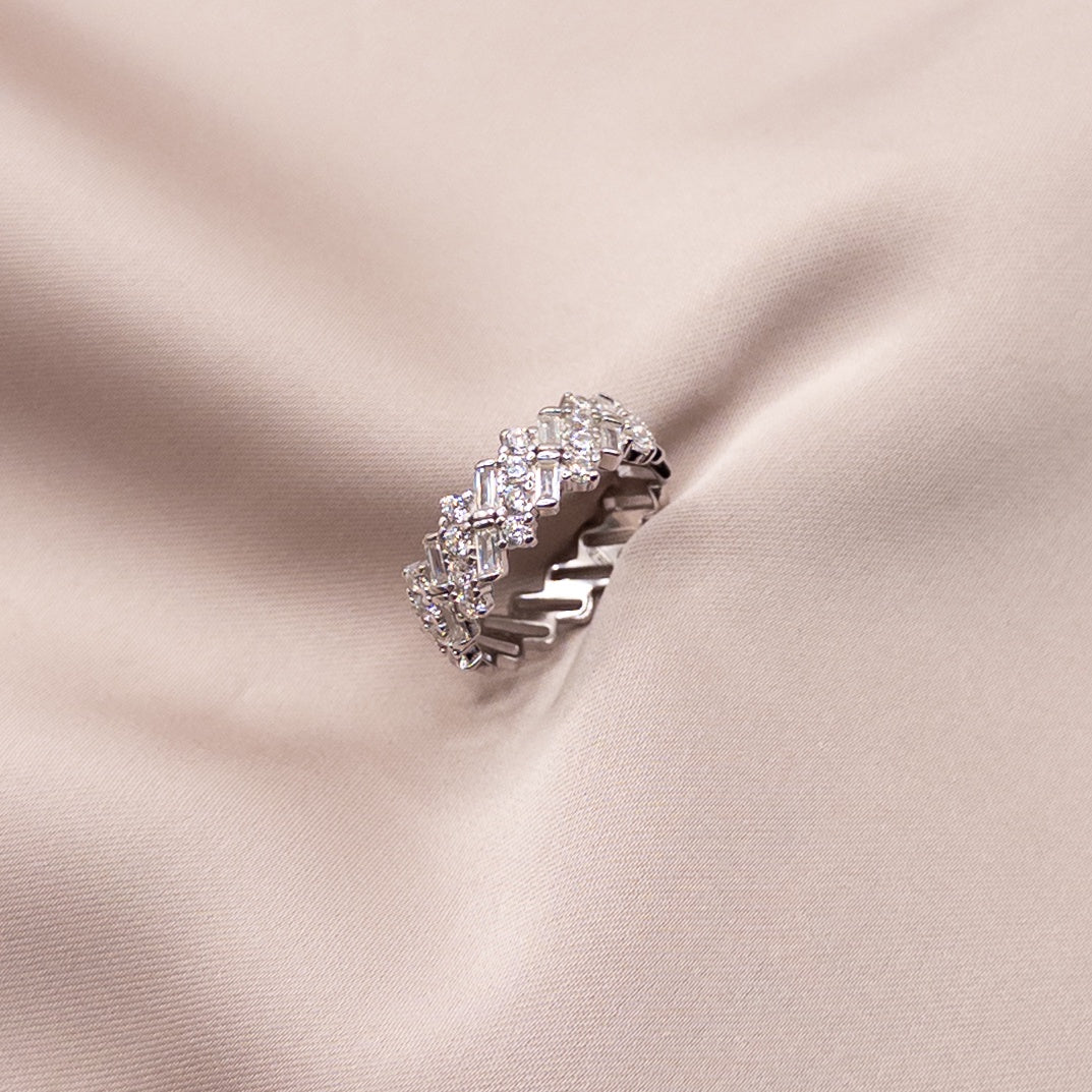 Silver ring with cubic zirconia