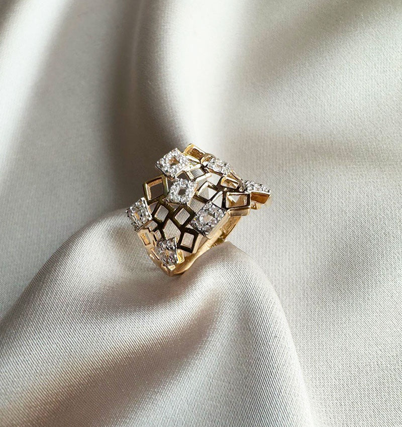 Inel din aur roz cu zirconiu