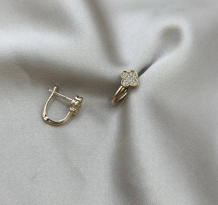 Cercei din aur roz cu zircon