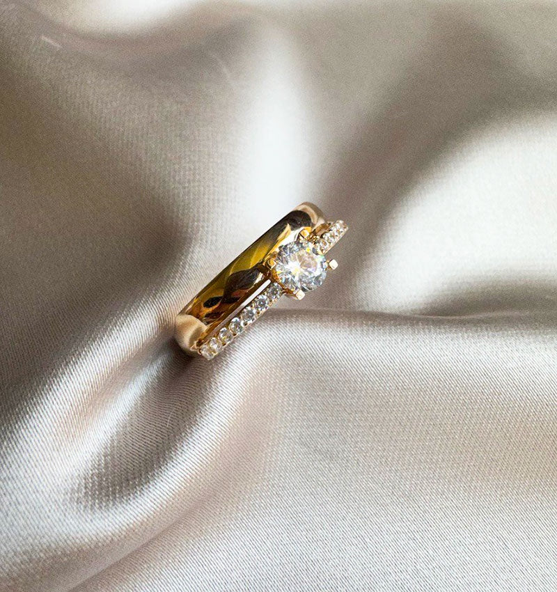 Rose gold engagement ring with cubic zirconia