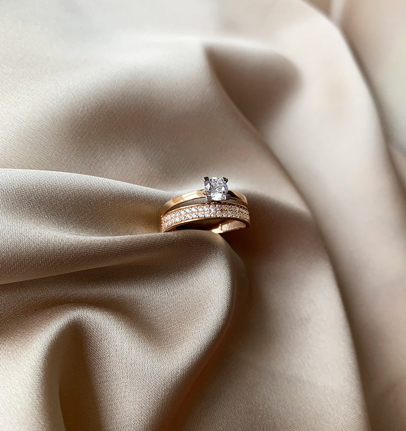 Inel din aur roz cu zirconiu