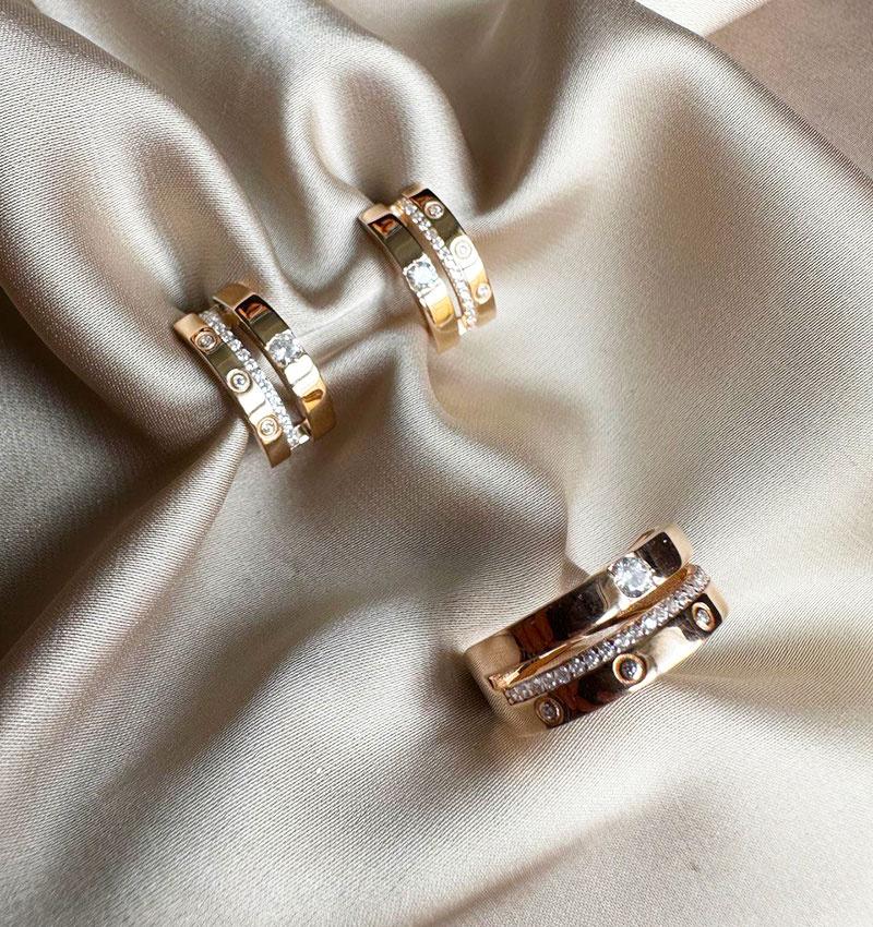 Rose gold set with zircon