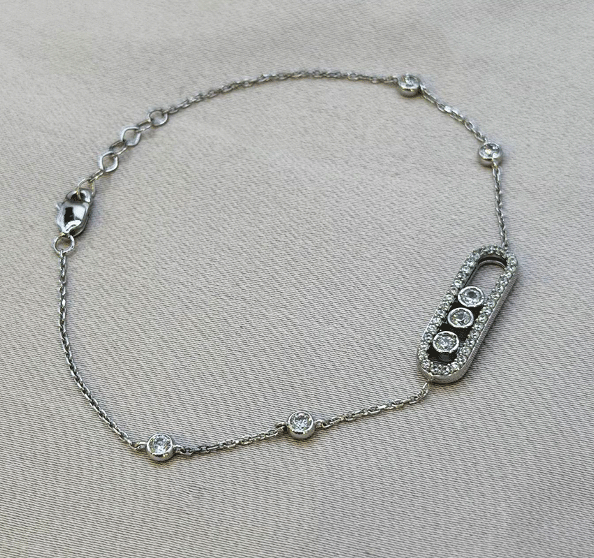 Браслет из белого золота с цирконом