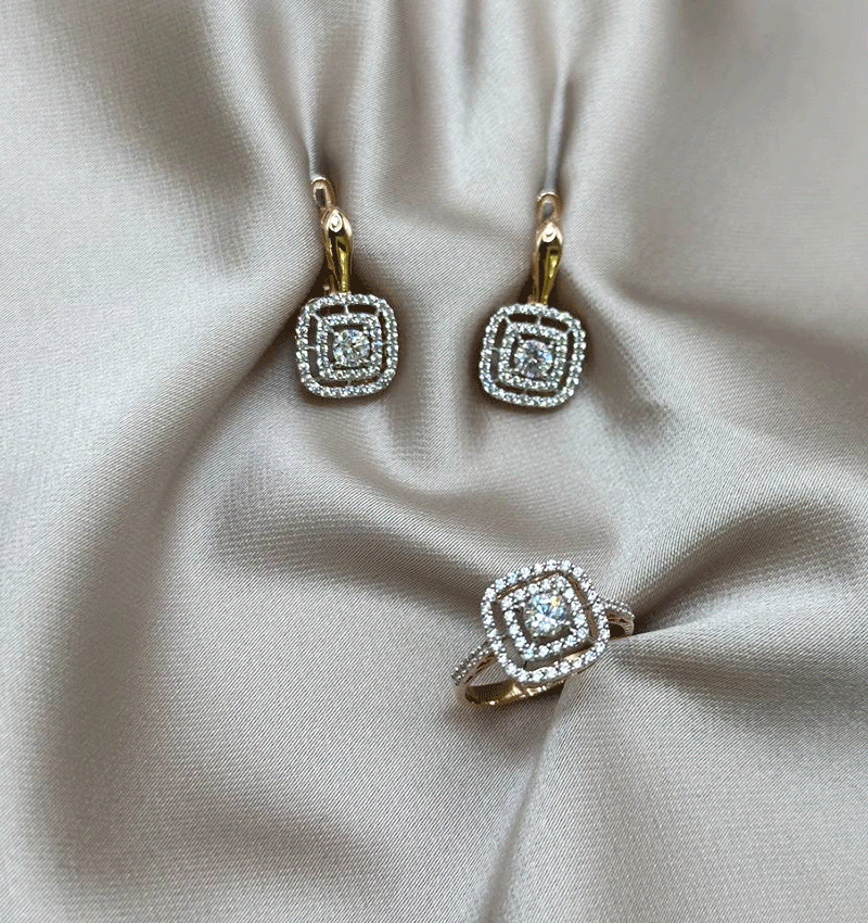 Rose gold set with zircon