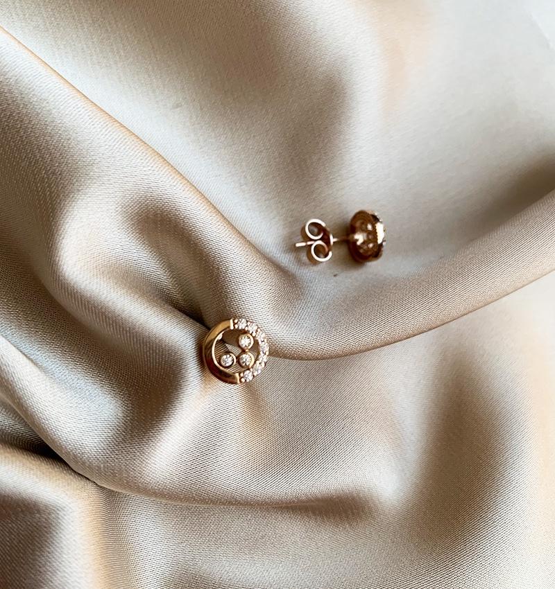 Rose gold earrings with zircon