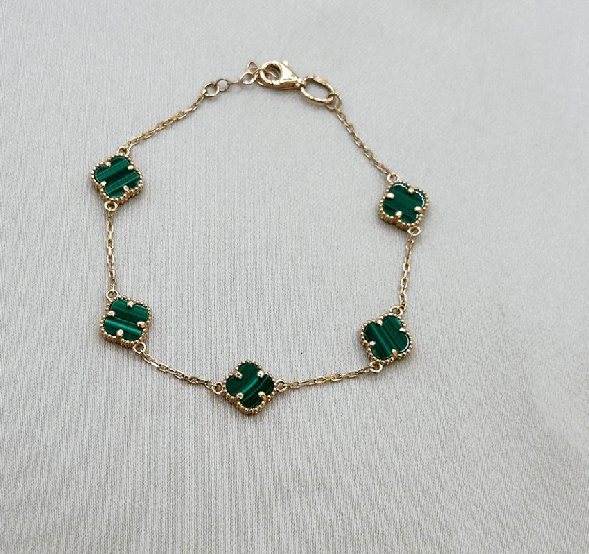 Brățară din aur roz cu malachit