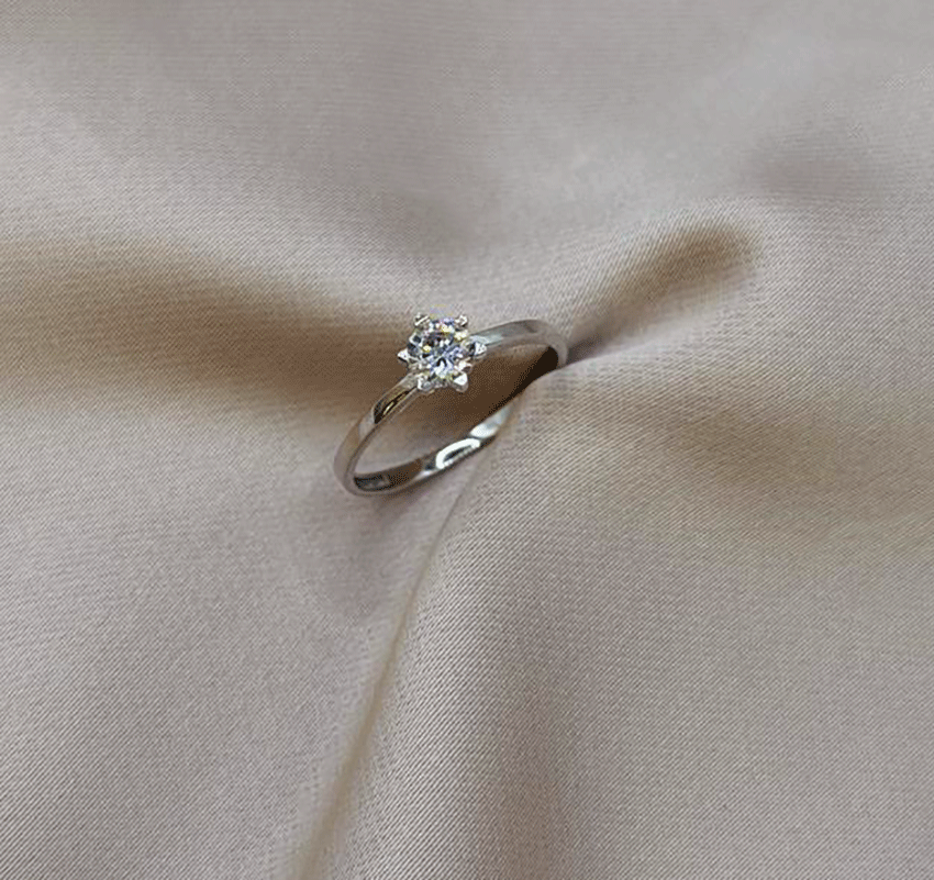 Inel de logodnă din aur alb cu zircon