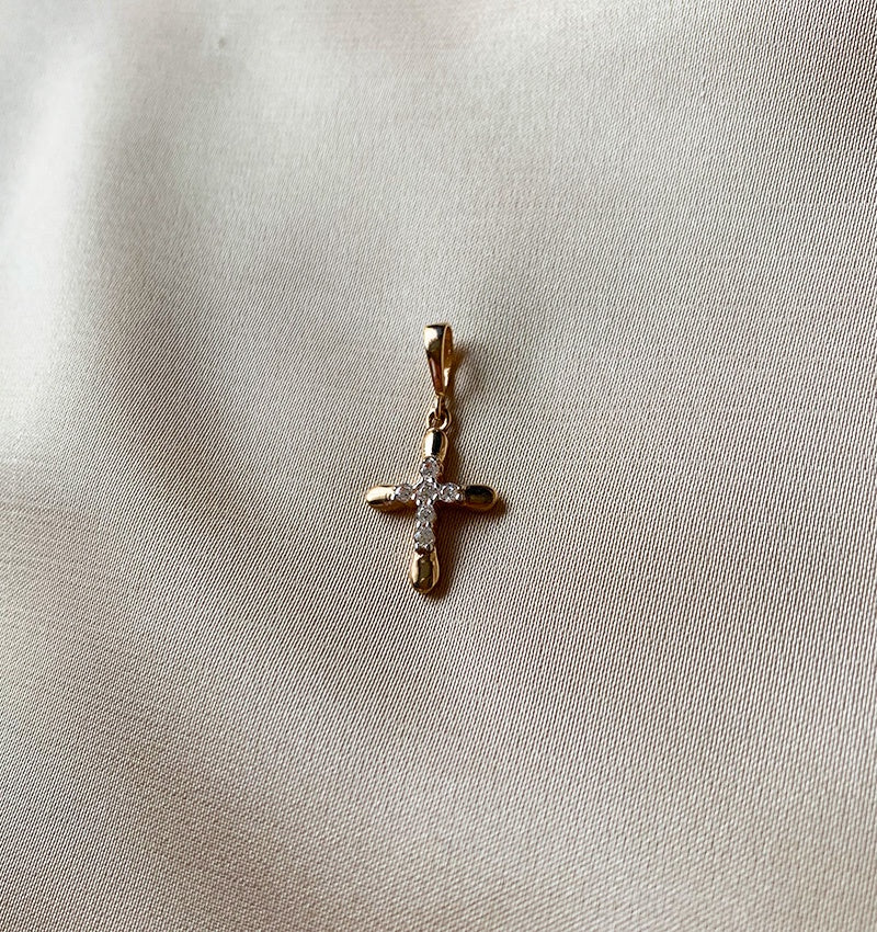 Rose gold cross with zircon