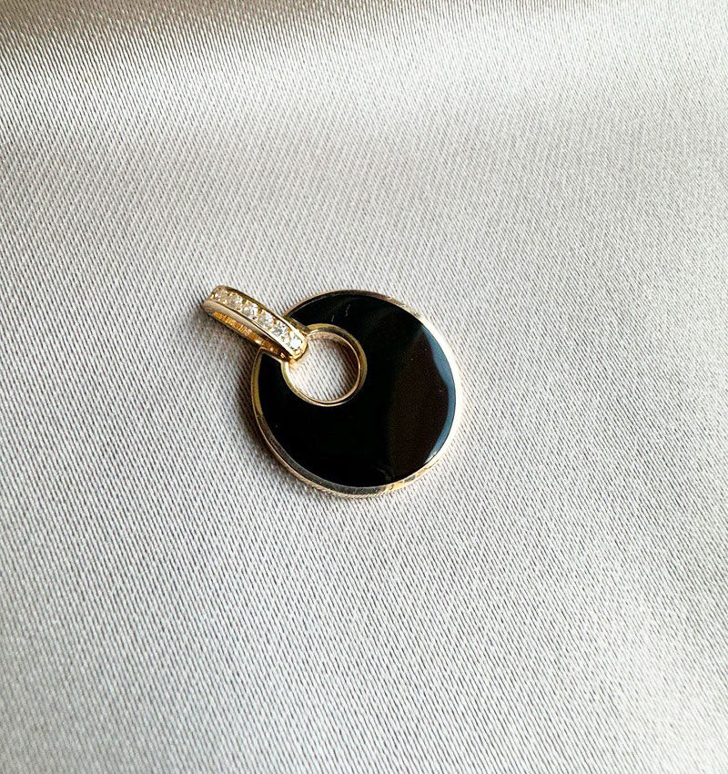 Pandantiv din aur roz cu zirconiu și onix