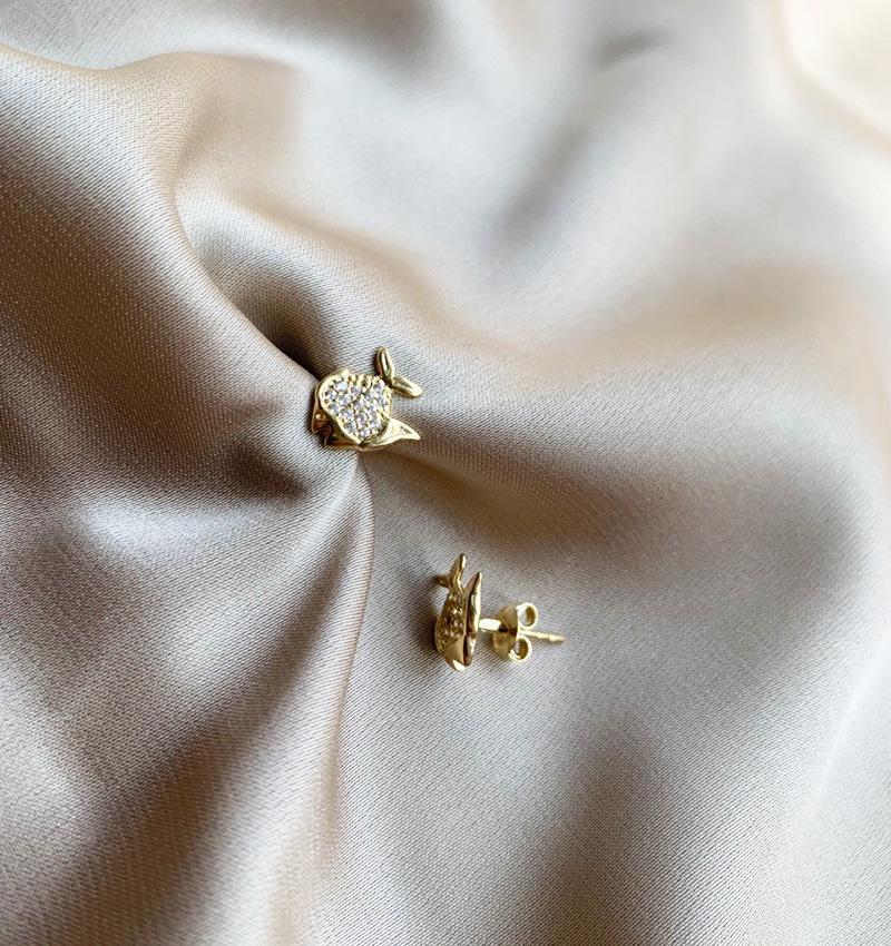 Cercei din aur galben cu zirconiu