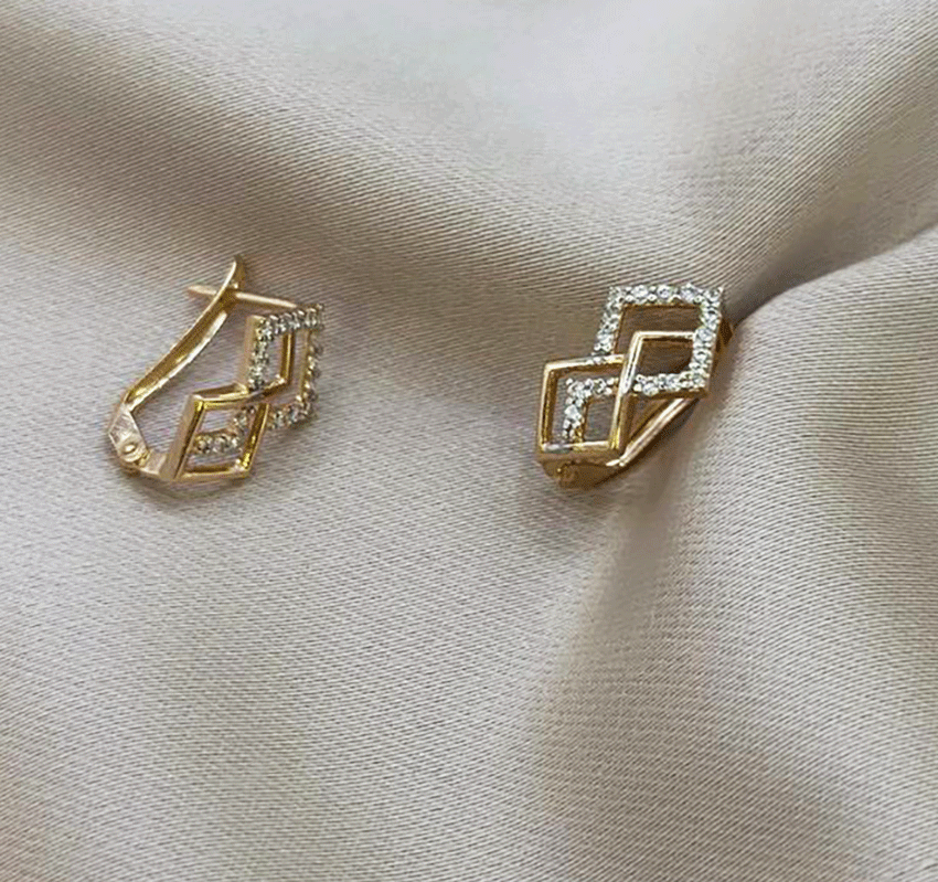 Cercei din aur roz cu zirconiu