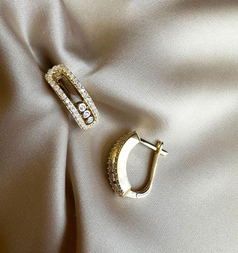 Серьги из желтого золота с цирконом