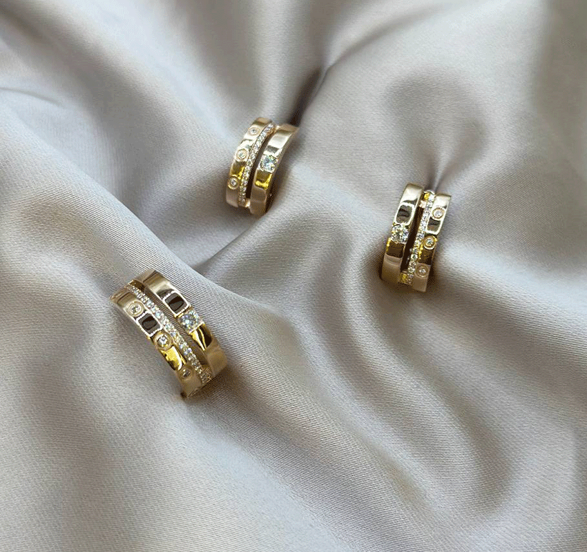 Rose gold set with zircon