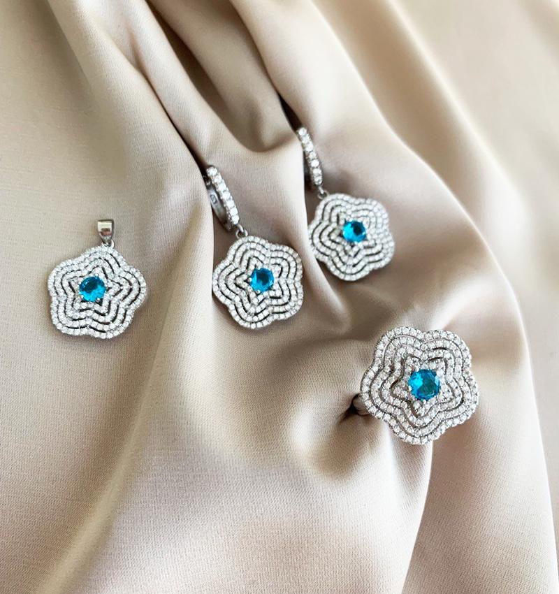 Set din argint cu zircon și topaz