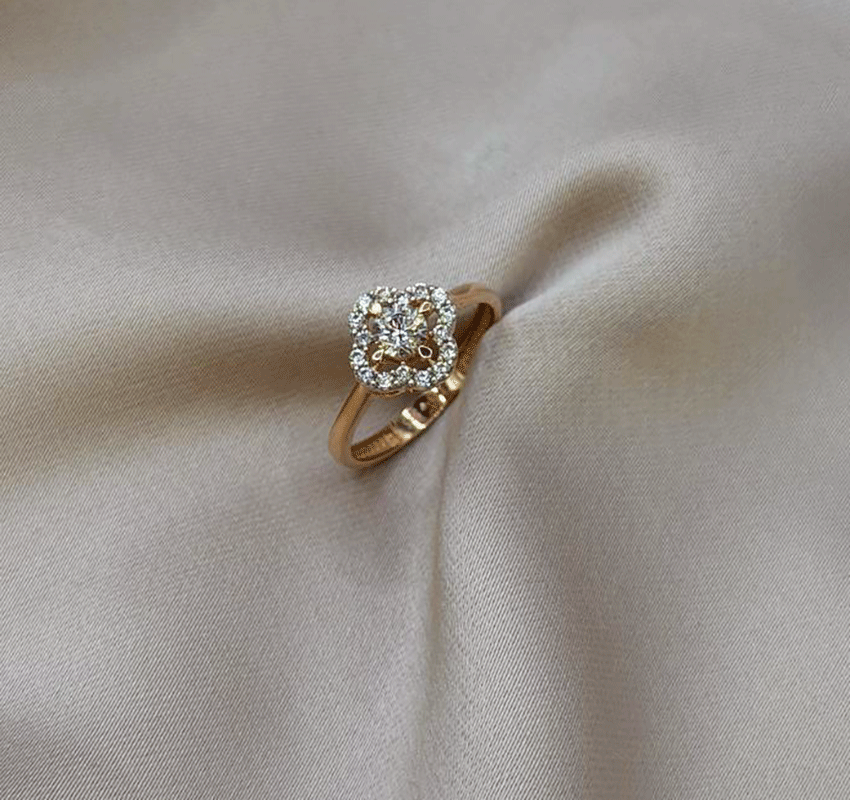 Rose gold engagement ring with cubic zirconia