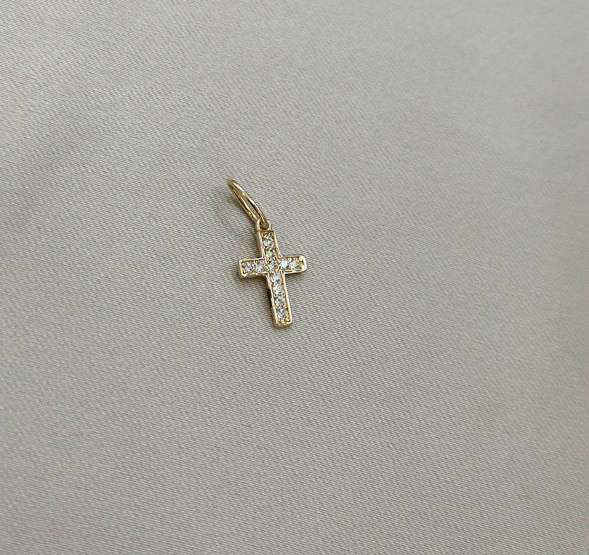 Cruciuliță din aur roz cu zirconiu