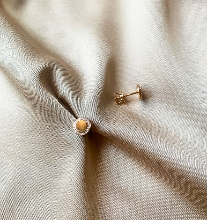 Cercei din aur roz cu zirconiu