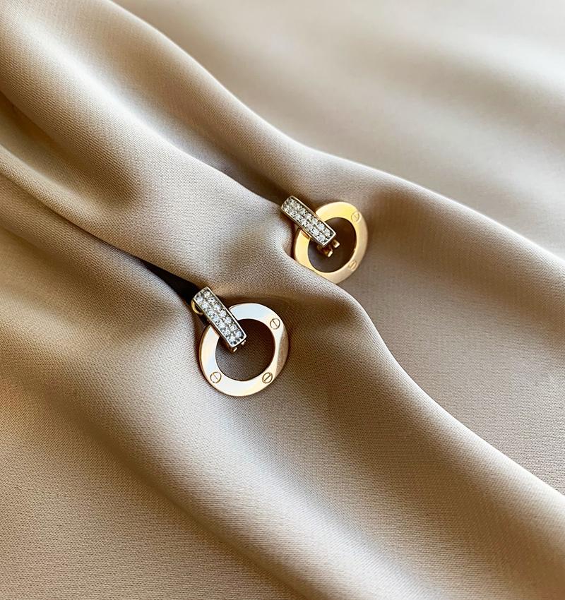 Cercei din aur roz cu zirconiu