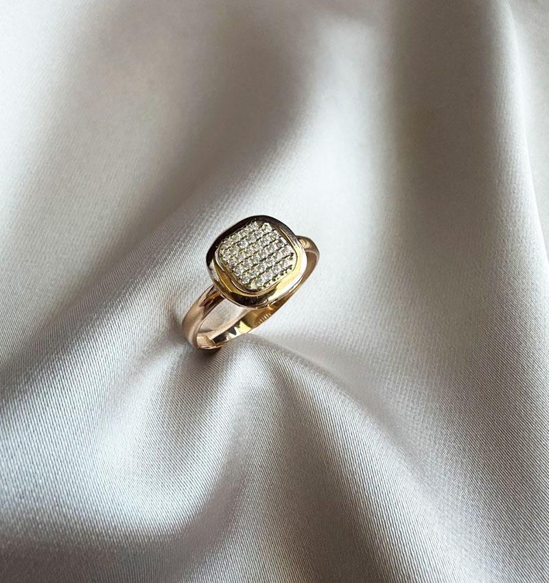 Inel din aur roz cu zirconiu