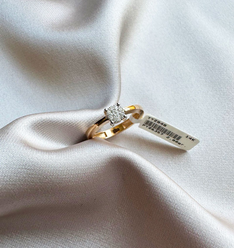 Inel din aur roz cu diamant de 0,08 ct