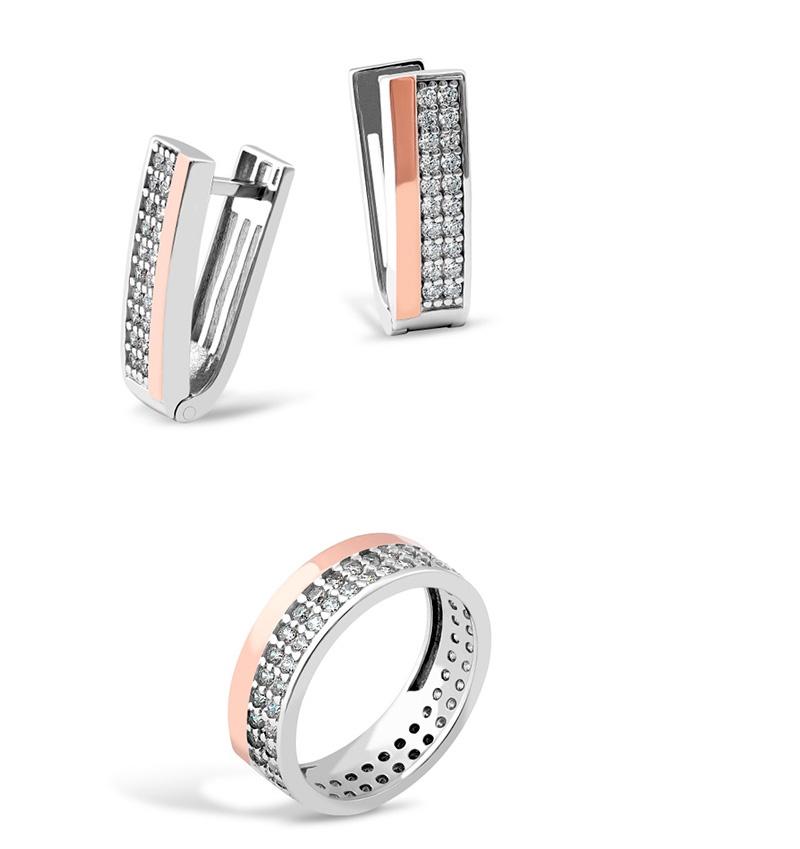 Set din argint cu inserții de aur și zirconiu